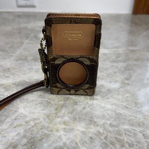 Coach Brown and Tan Signature Keychain Wallet